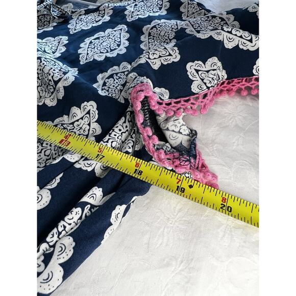 Matilda Jane Womens M On The Fringe Romper Navy and Pink Boho - Picture 11 of 12